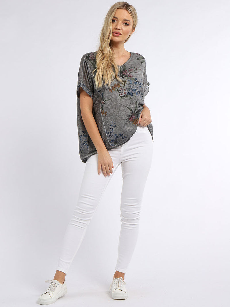 Floral Linen Crop Top Mocha