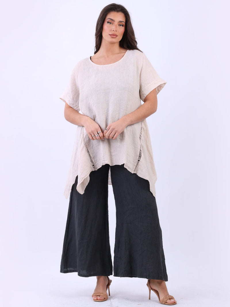 Vintage Wash Linen Top Beige