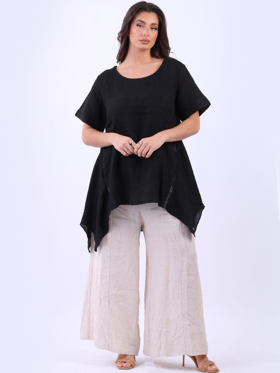 Vintage Wash Linen Top Black