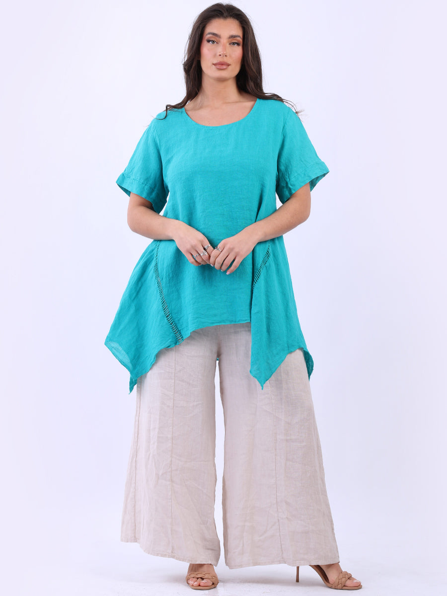 Vintage Wash Linen Top Teal