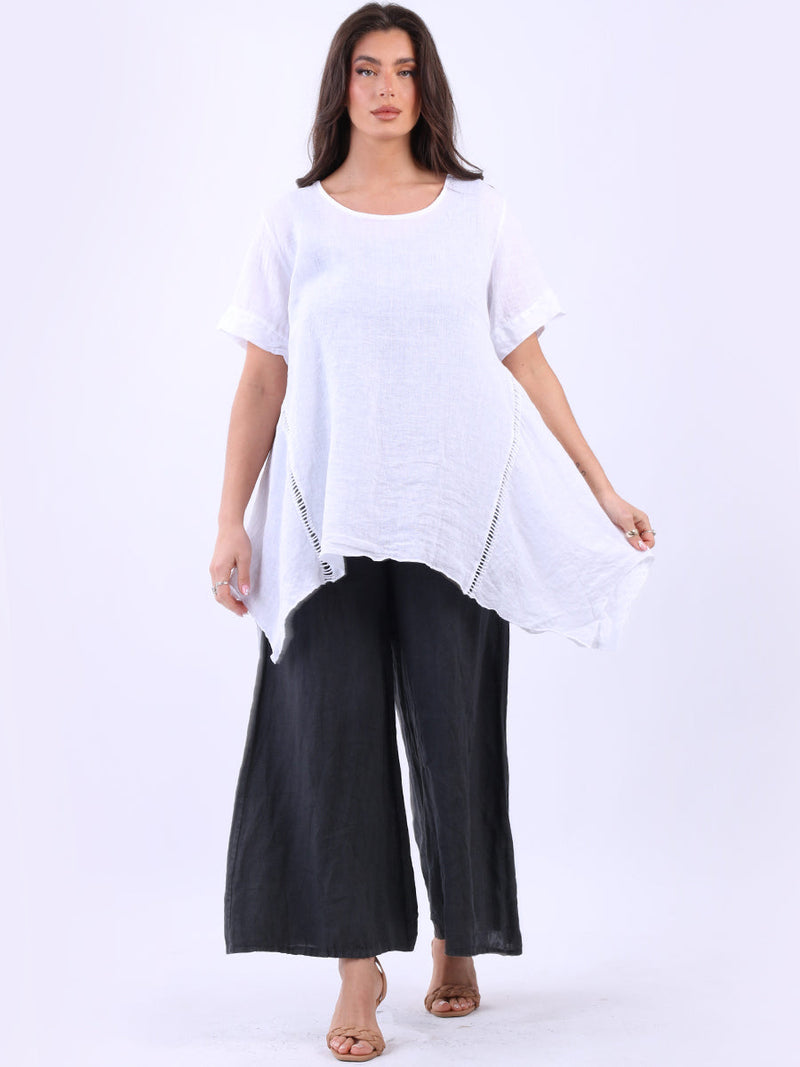 Vintage Wash Linen Top White