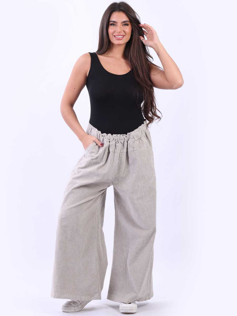 Cotton Corduroy Palazzo Pant Beige