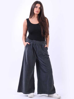 Cotton Corduroy Palazzo Pant Charcoal