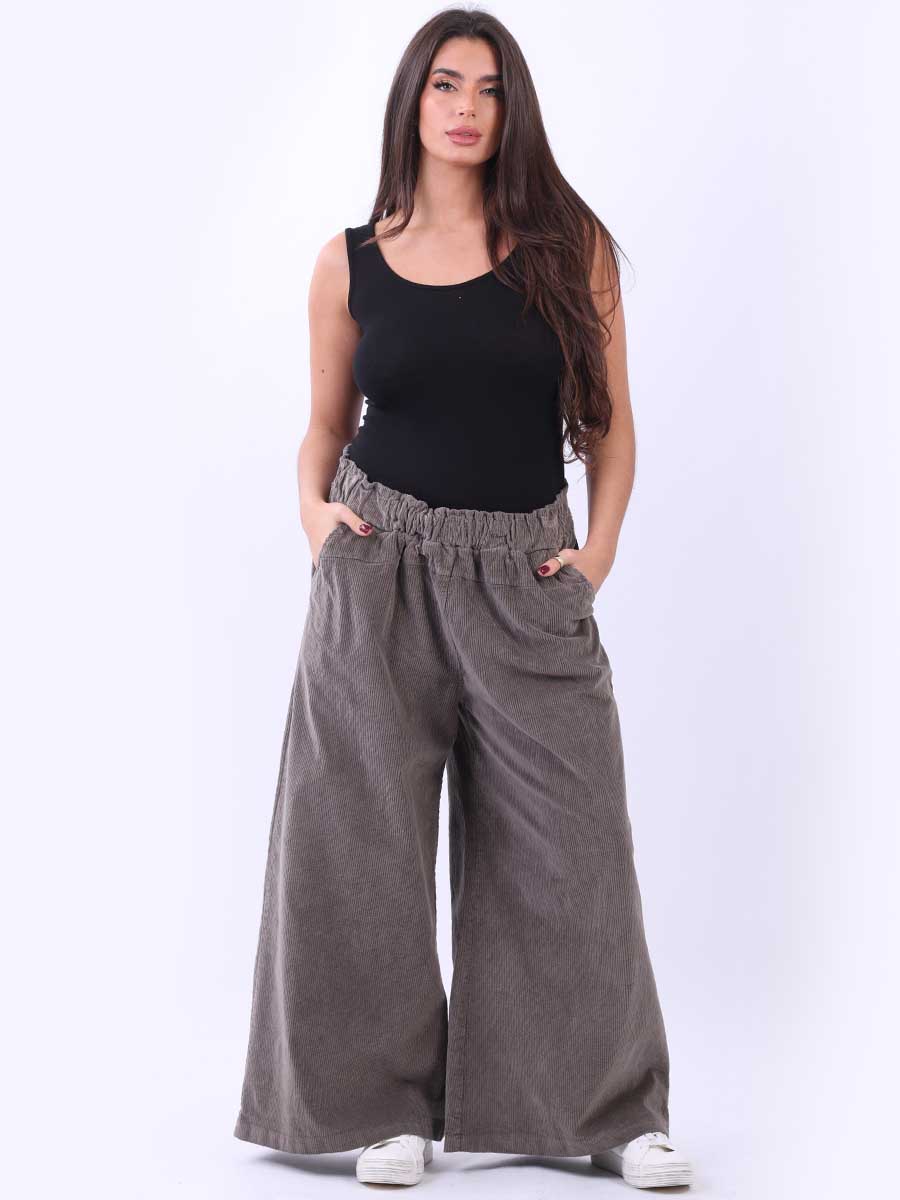Cotton Corduroy Palazzo Pant Mocha