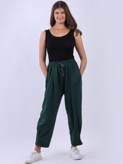 Women Cotton Trouser Bottle Green