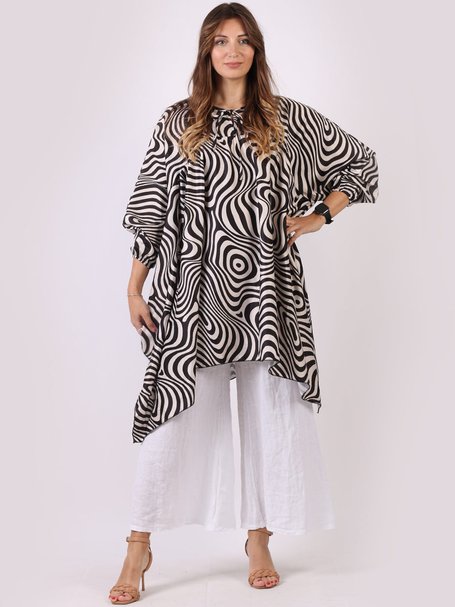 Zebra Print Batwing Oversized Kaftan Beige