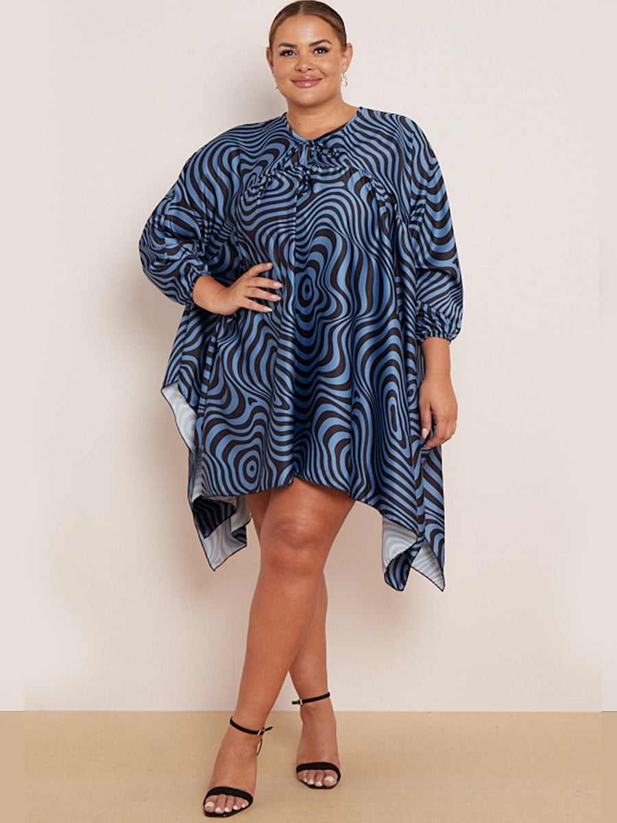 Zebra Print Batwing Oversized Kaftan Denim