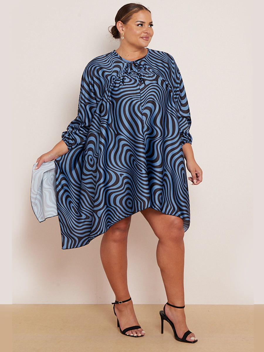Zebra Print Batwing Oversized Kaftan Denim