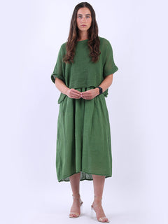 Mesh Net Cotton Midi Dress Lime Green