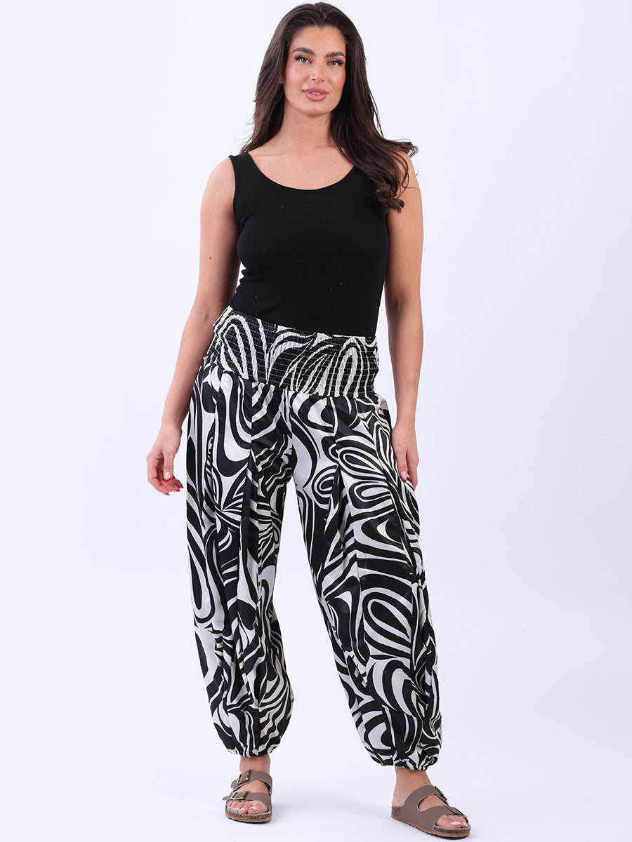 Smocked Waist Harem Pant Black