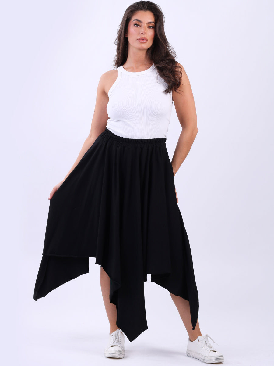 Raw Edge Cotton Skirt Black