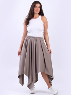 Raw Edge Cotton Skirt Mocha