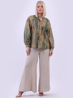 Tie Dyed Crop Blouse Khaki