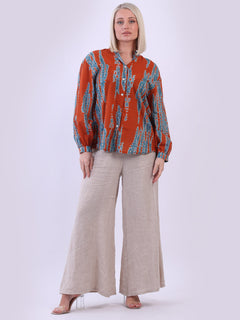 Tie Dyed Crop Blouse Rust