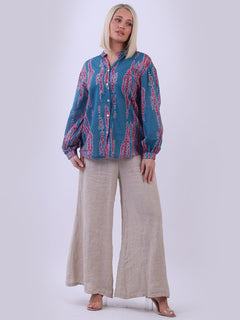 Tie Dyed Crop Blouse Teal