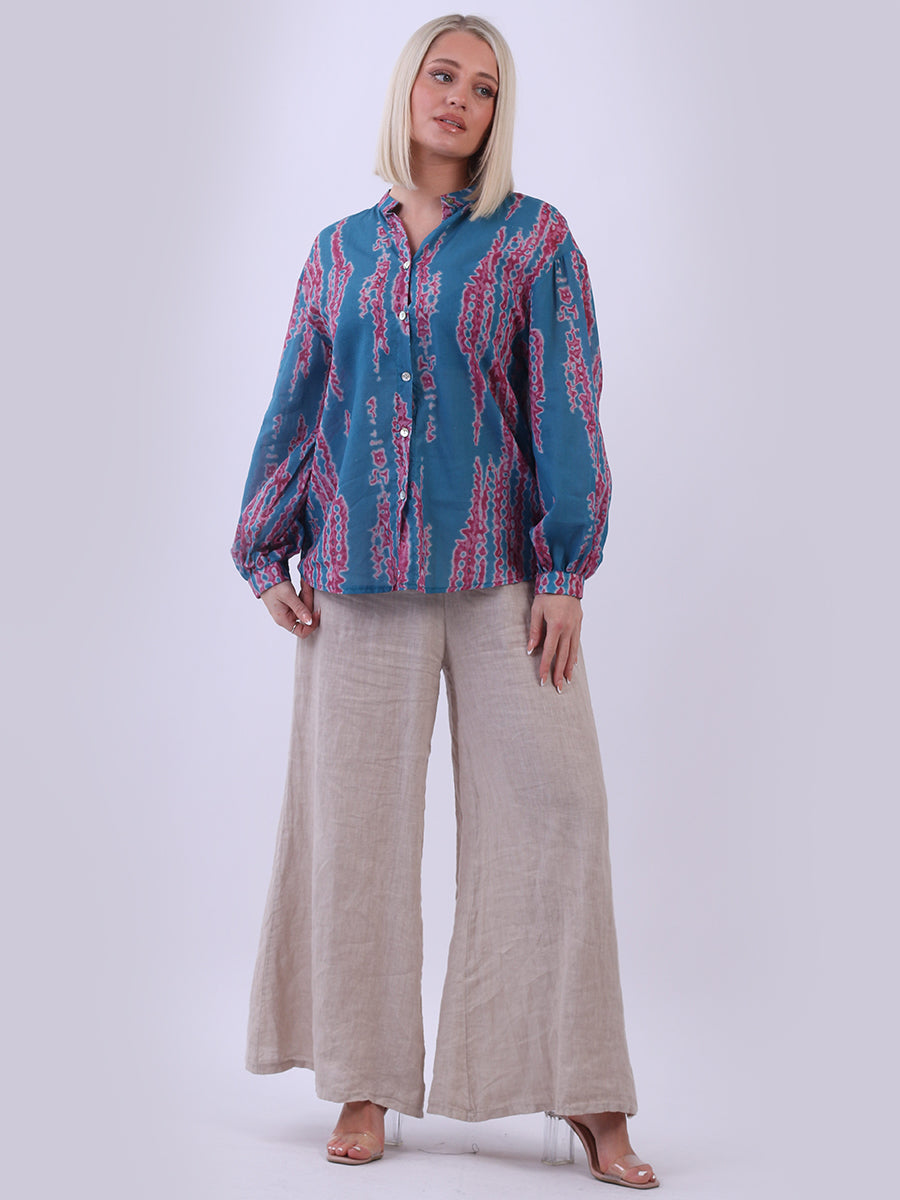 Tie Dyed Crop Blouse Teal