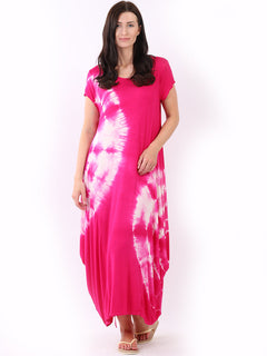 Tie Dye Maxi Dress Fuchsia