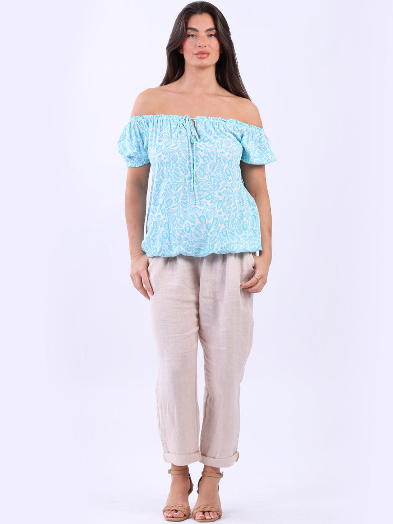 Off Shoulder Crop Top Azure