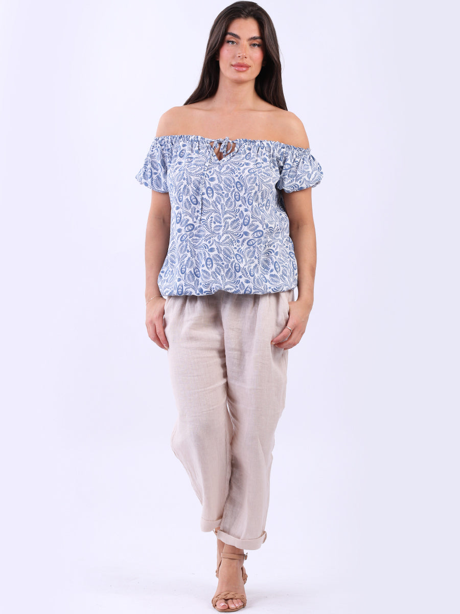 Off Shoulder Crop Top Denim