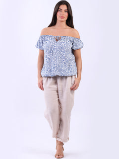 Off Shoulder Crop Top Denim