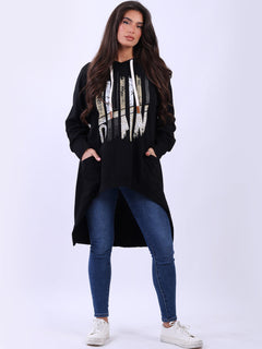 Cotton Hooded Jumper Black