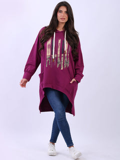 Cotton Hooded Jumper Magenta