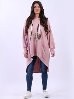 Cotton Hooded Jumper Pink