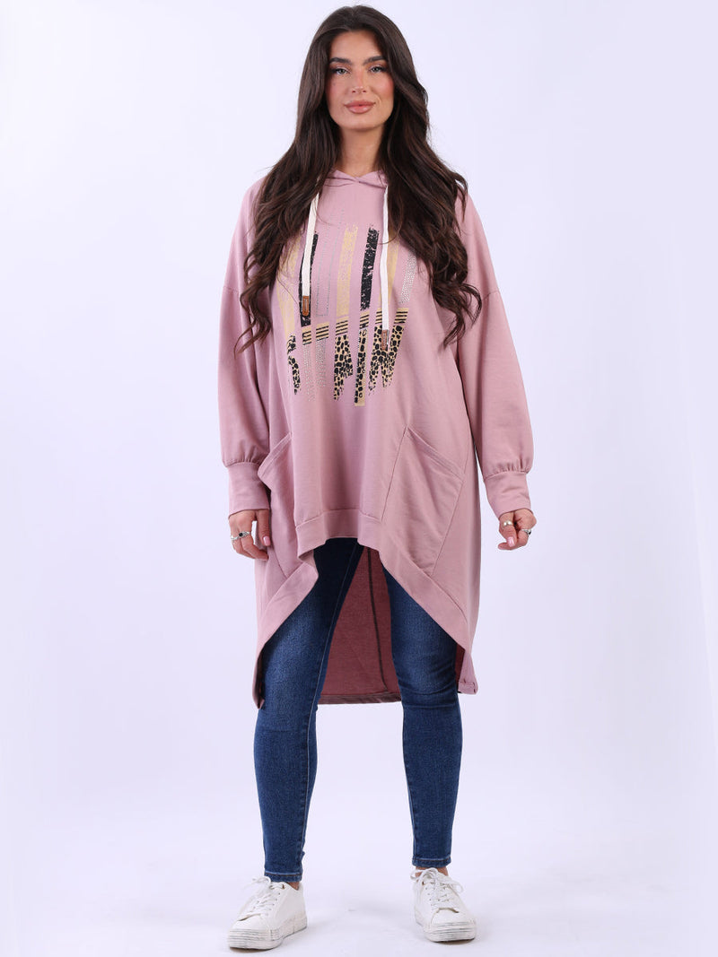 Cotton Hooded Jumper Pink
