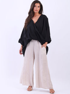 Linen Crossover Top Black