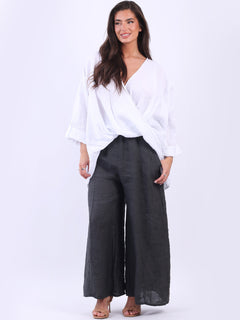 Linen Crossover Top White