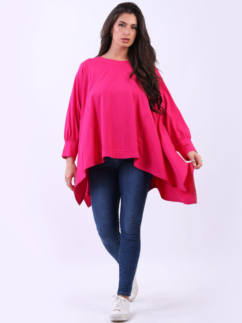 Plus Size Batwing Cotton Top Fuchsia