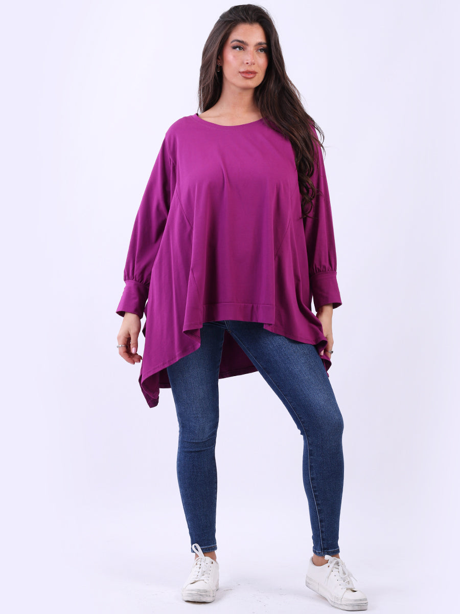 Plus Size Batwing Cotton Top Magenta