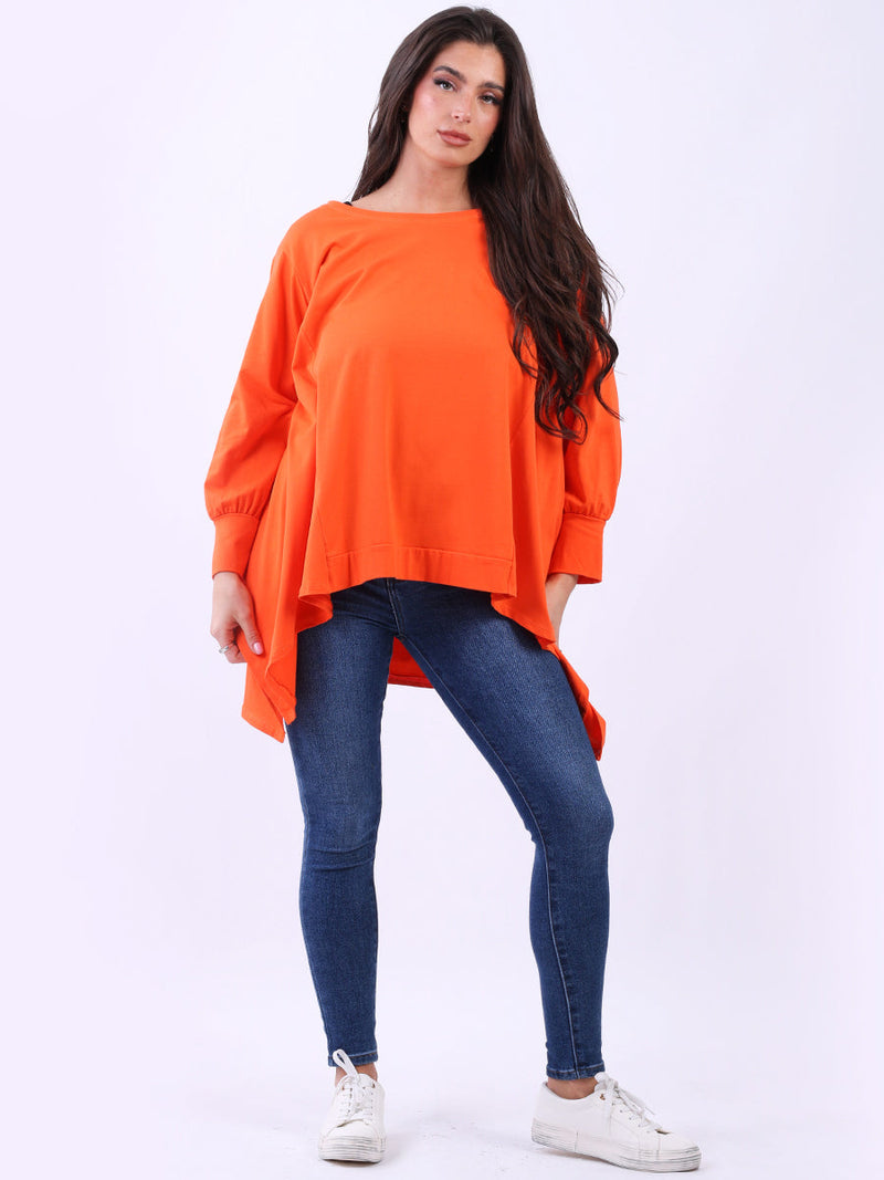Plus Size Batwing Cotton Top Orange 