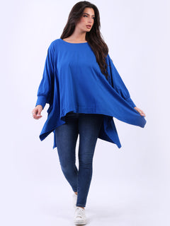 Plus Size Batwing Cotton Top Royal Blue