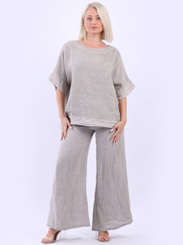 Vintage Washed Linen Top Beige