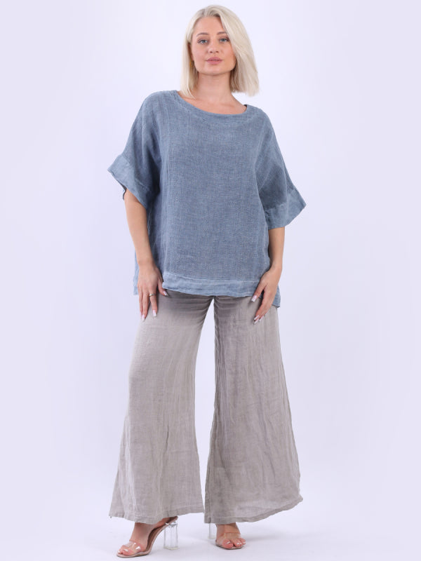 Vintage Washed Linen Top Navy