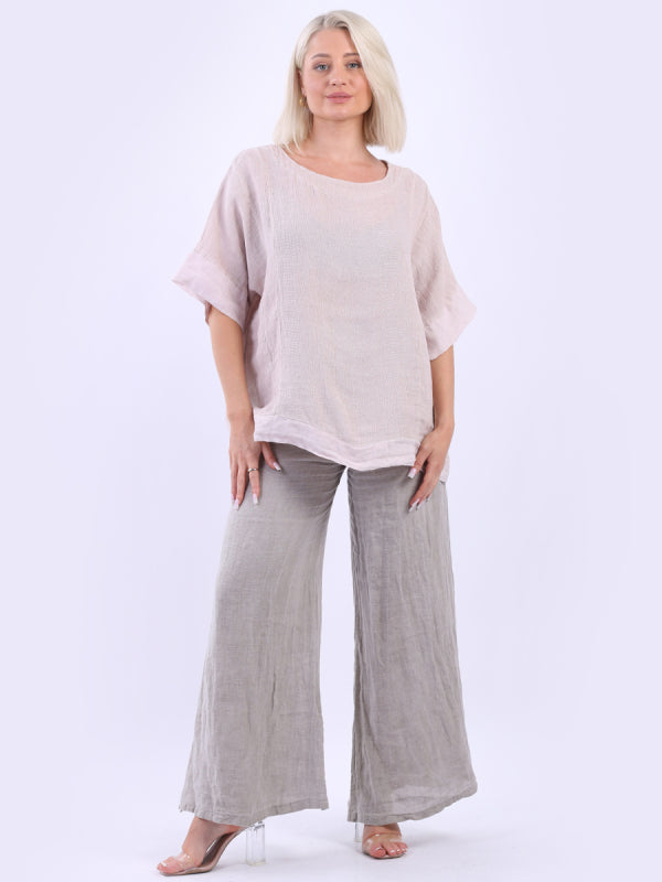 Vintage Washed Linen Top Pink