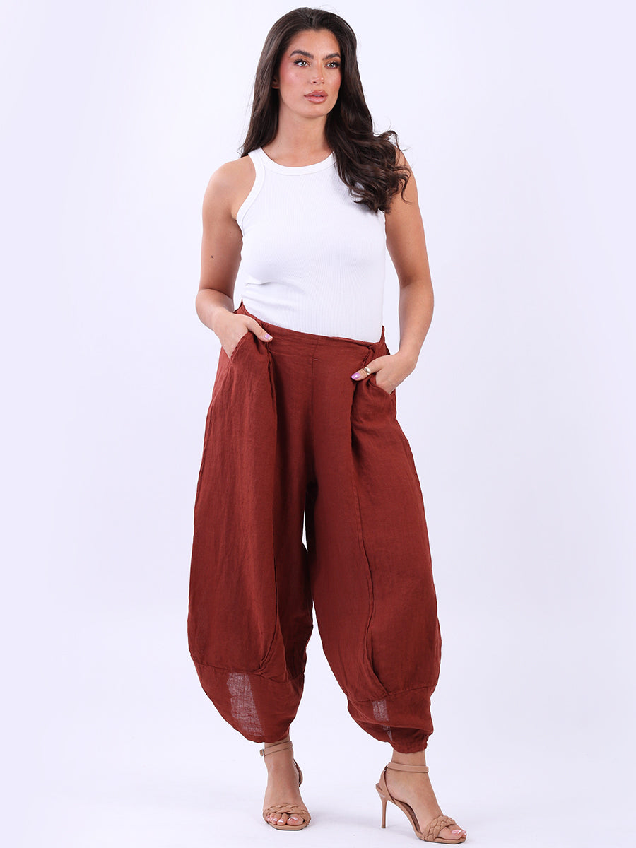 Solid Linen Trouser Rust
