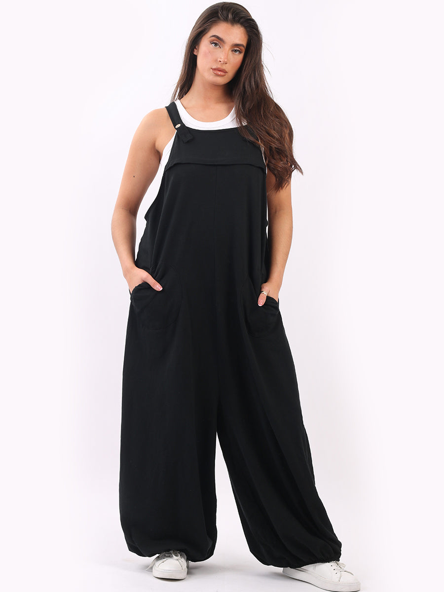 Oversized Cotton Jumpsuit Black