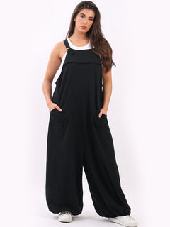 Oversized Cotton Jumpsuit Black