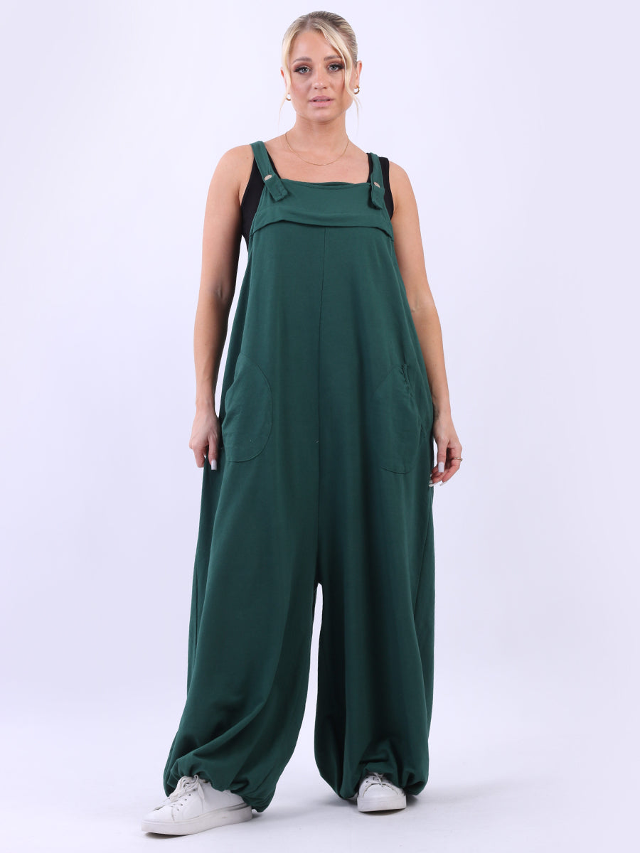 Oversized Cotton Jumpsuit Bottle Green