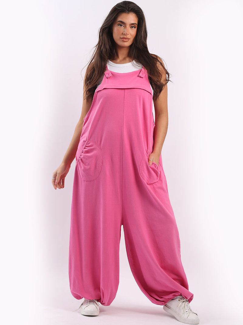 Oversized Cotton Jumpsuit Fuchsia