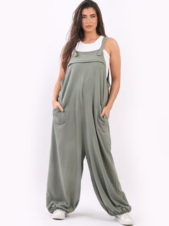 Oversized Cotton Jumpsuit Khaki