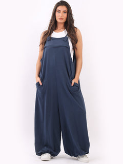 Oversized Cotton Jumpsuit Navy