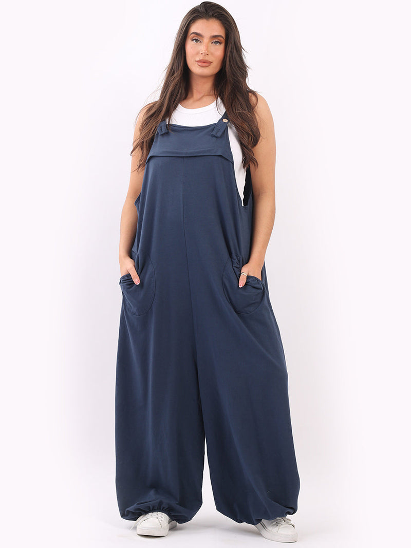 Oversized Cotton Jumpsuit Navy