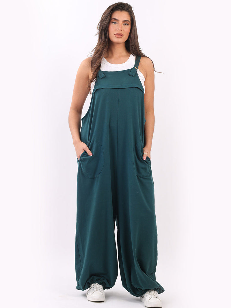 Oversized Cotton Jumpsuit Teal