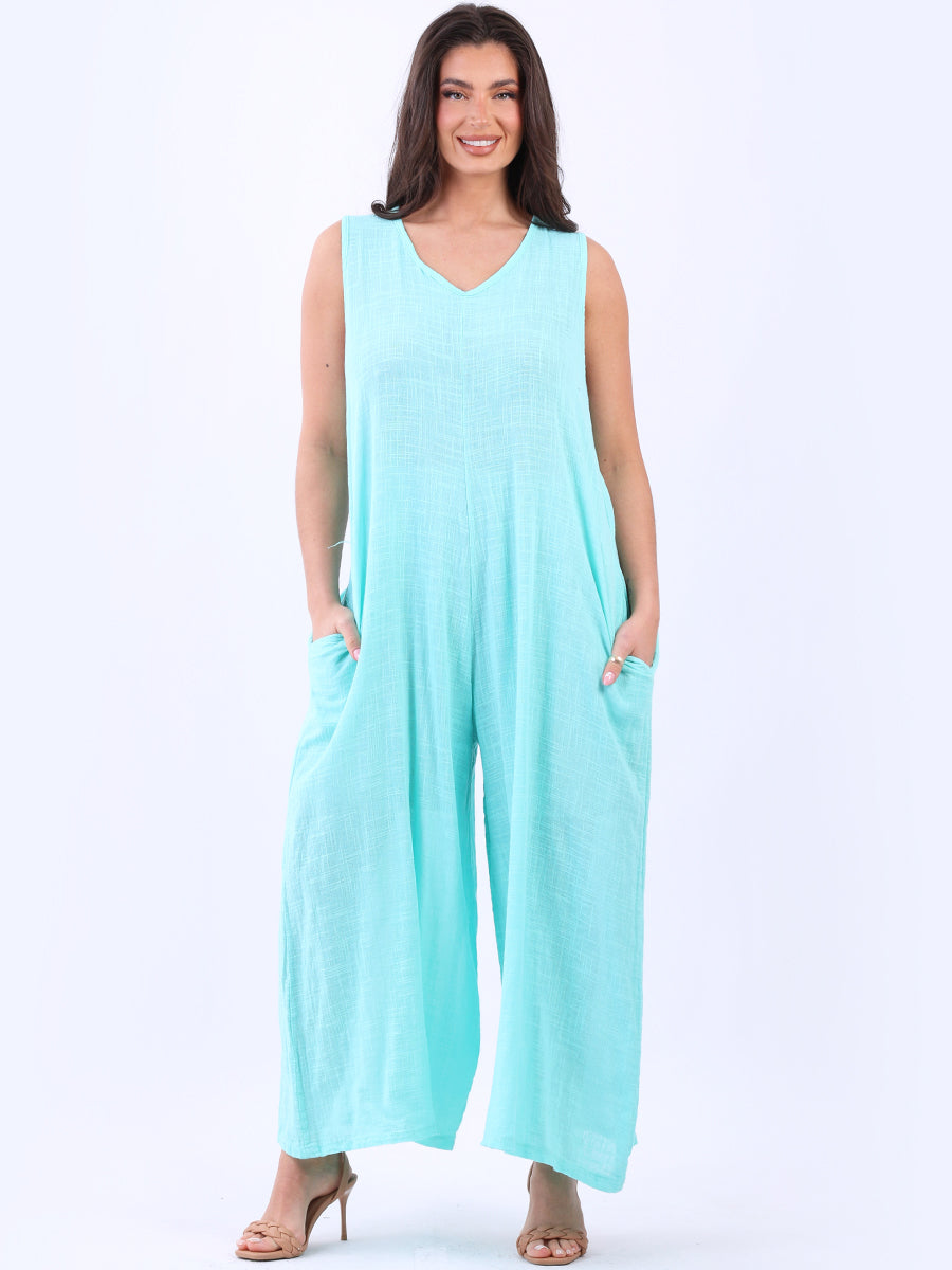 Women Tank Jumpsuit Aqua