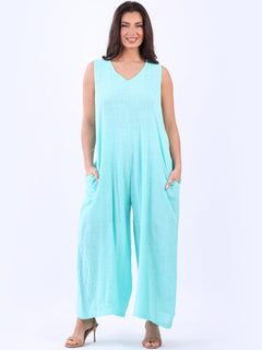 Women Tank Jumpsuit Aqua