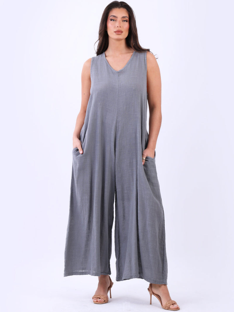 Women Tank Jumpsuit Charcoal