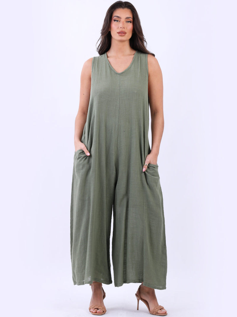 Women Tank Jumpsuit Khaki